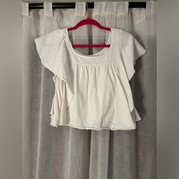 American Eagle off white ruffle top - Picture 2 of 3